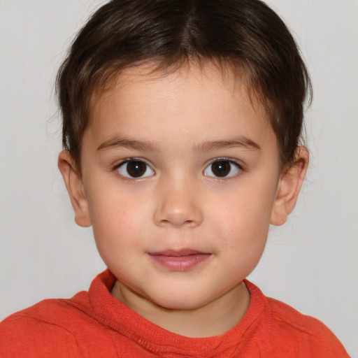 Neutral white child female with short  brown hair and brown eyes