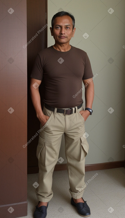 Nepalese 45 years male with  brown hair