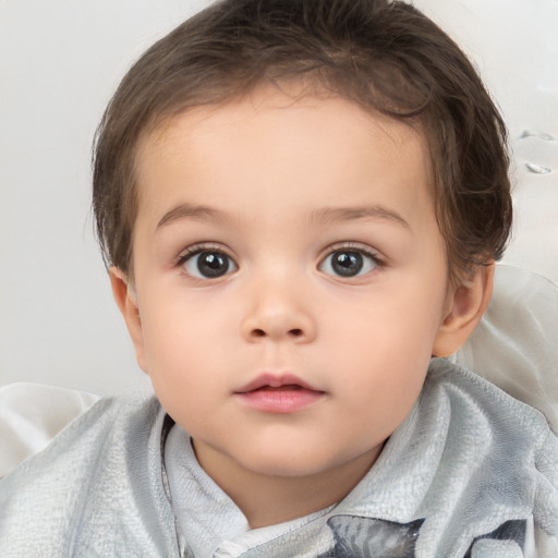 Neutral white child female with short  brown hair and brown eyes