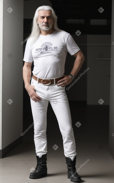 Macedonian middle-aged male with  white hair