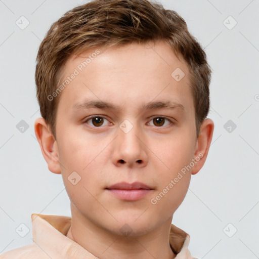 Neutral white child male with short  brown hair and brown eyes