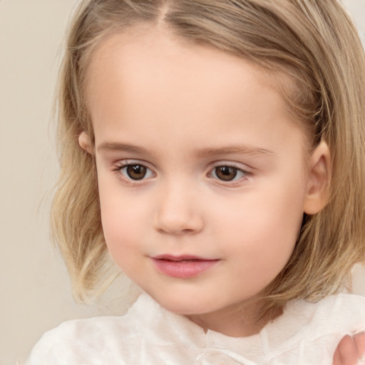 Neutral white child female with medium  brown hair and brown eyes