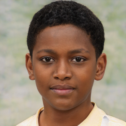 Neutral black child female with short  brown hair and brown eyes