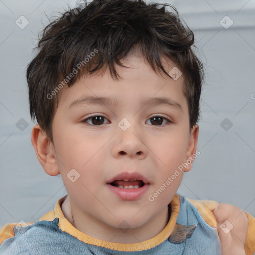 Neutral white child male with short  brown hair and brown eyes