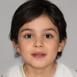 Neutral white child female with medium  brown hair and brown eyes