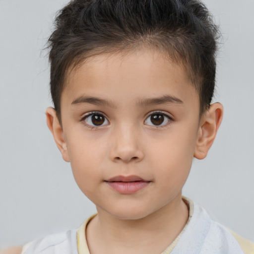 Neutral white child male with short  brown hair and brown eyes