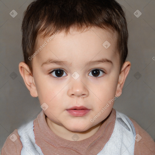 Neutral white child male with short  brown hair and brown eyes