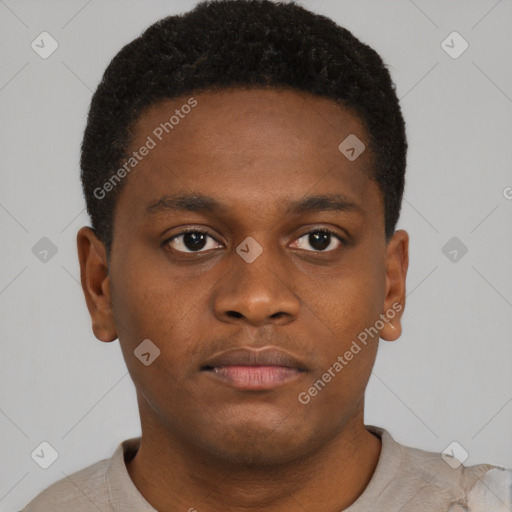 Neutral black young-adult male with short  brown hair and brown eyes