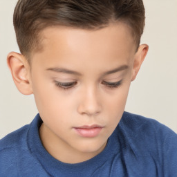 Neutral white child male with short  brown hair and brown eyes