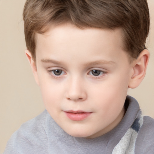 Neutral white child male with short  brown hair and brown eyes