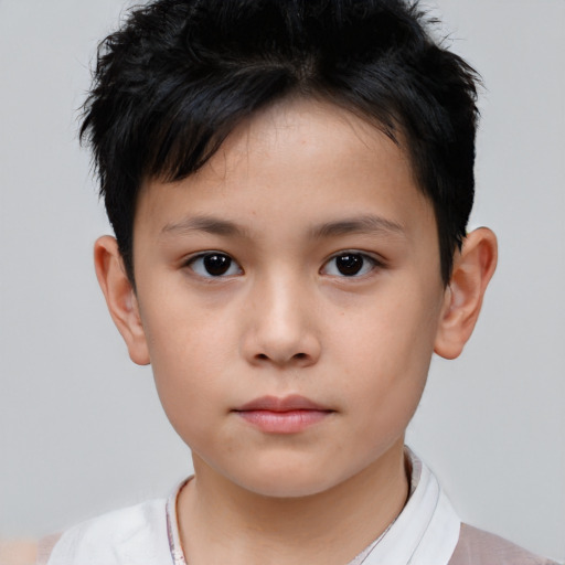 Neutral white child male with short  brown hair and brown eyes