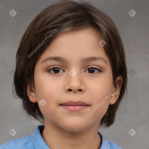 Neutral white child female with medium  brown hair and brown eyes