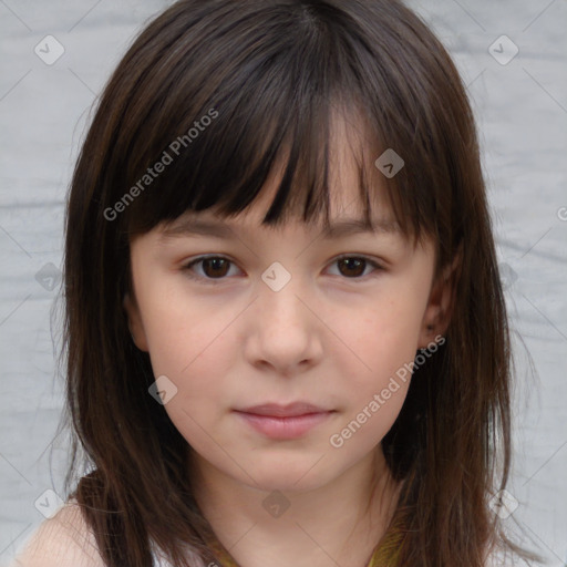 Neutral white child female with medium  brown hair and brown eyes