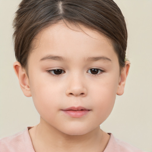 Neutral white child female with short  brown hair and brown eyes