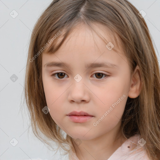 Neutral white child female with medium  brown hair and brown eyes