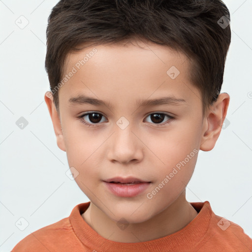 Neutral white child male with short  brown hair and brown eyes