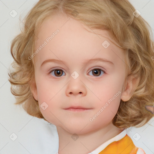 Neutral white child female with medium  brown hair and brown eyes