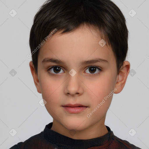 Neutral white child female with short  brown hair and brown eyes