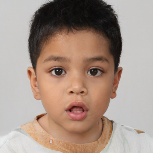 Neutral asian child male with short  brown hair and brown eyes