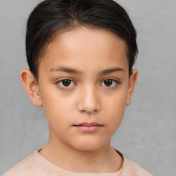 Neutral white child female with short  brown hair and brown eyes