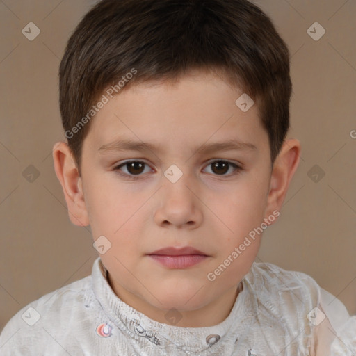 Neutral white child male with short  brown hair and brown eyes