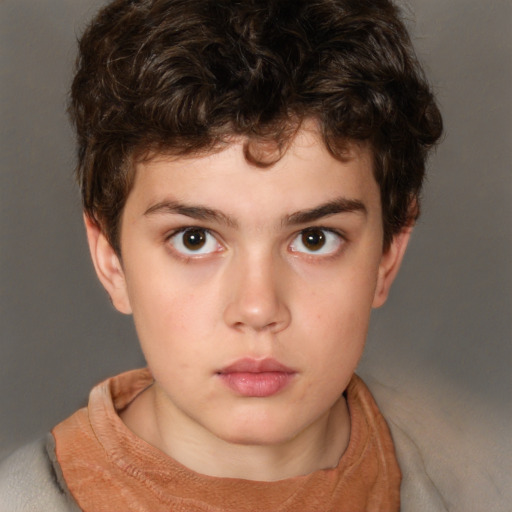 Neutral white child male with short  brown hair and brown eyes