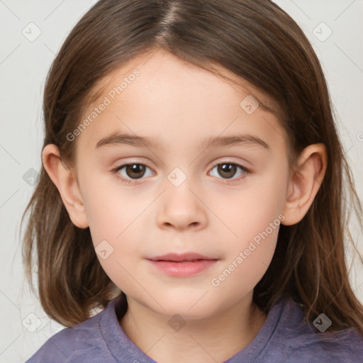 Neutral white child female with medium  brown hair and brown eyes