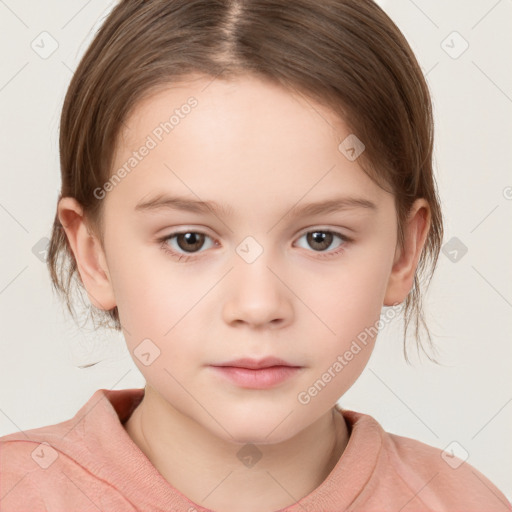 Neutral white child female with medium  brown hair and brown eyes