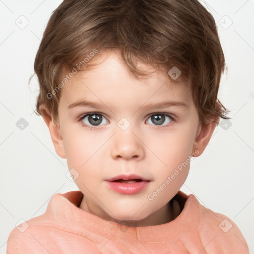 Neutral white child male with short  brown hair and brown eyes