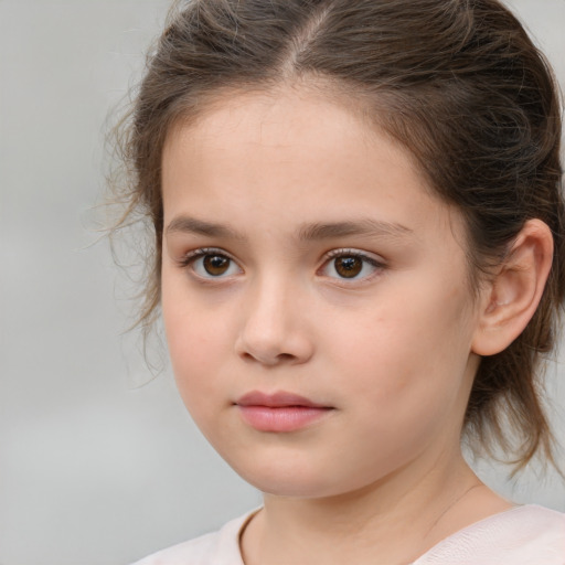 Neutral white child female with medium  brown hair and brown eyes