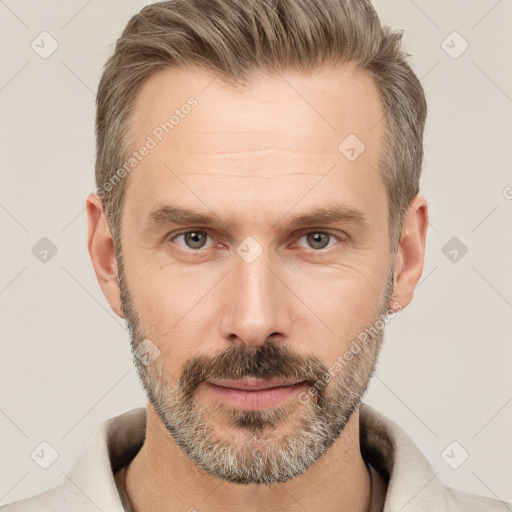 Neutral white adult male with short  brown hair and brown eyes