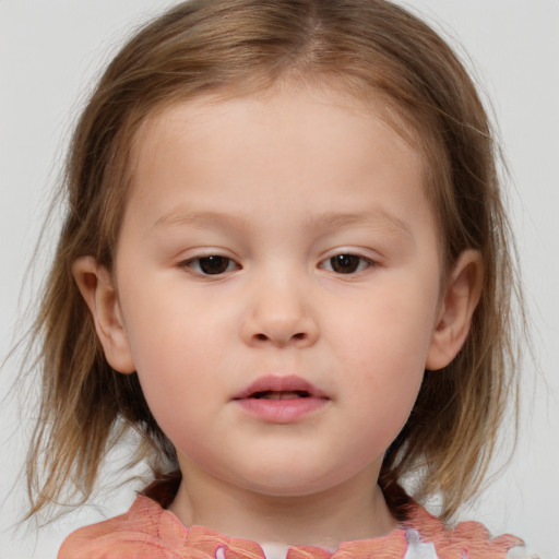 Neutral white child female with medium  brown hair and brown eyes