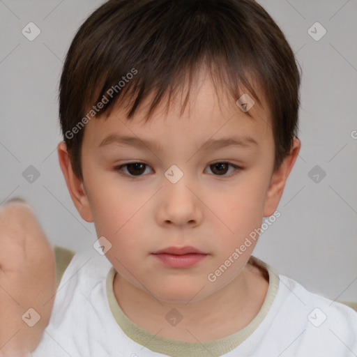 Neutral white child female with short  brown hair and brown eyes