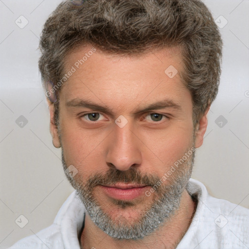 Neutral white adult male with short  brown hair and brown eyes