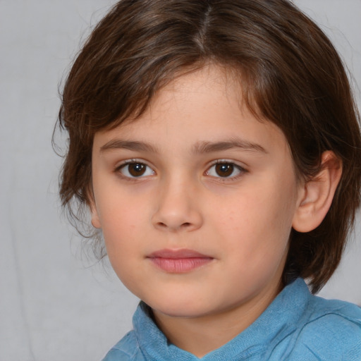 Neutral white child female with medium  brown hair and brown eyes