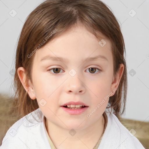 Neutral white child female with medium  brown hair and brown eyes