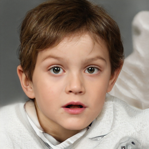 Neutral white child male with medium  brown hair and brown eyes