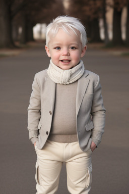 Caucasian infant boy with  white hair