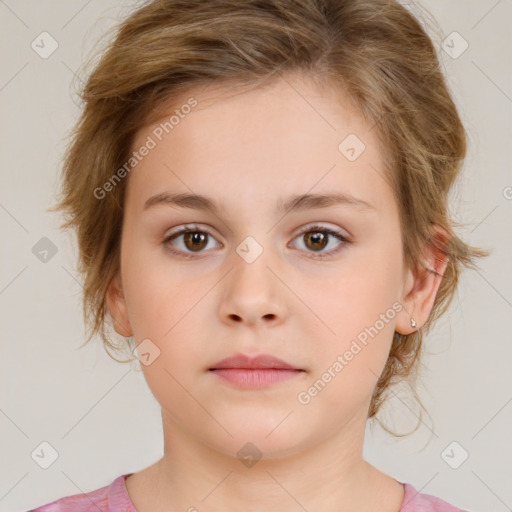 Neutral white child female with medium  brown hair and brown eyes