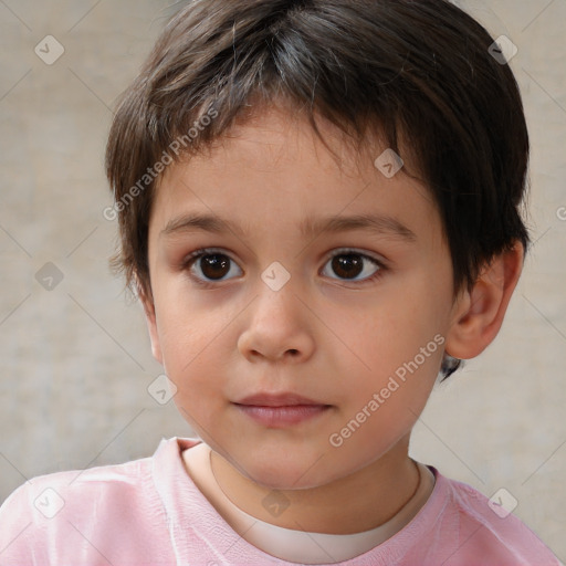 Neutral white child female with short  brown hair and brown eyes