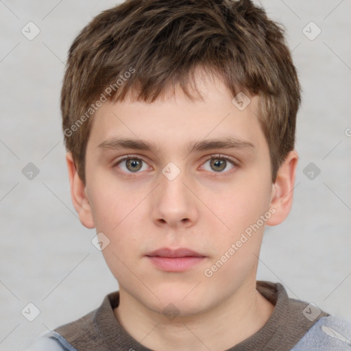 Neutral white child male with short  brown hair and brown eyes