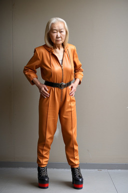 Mongolian elderly female with  blonde hair