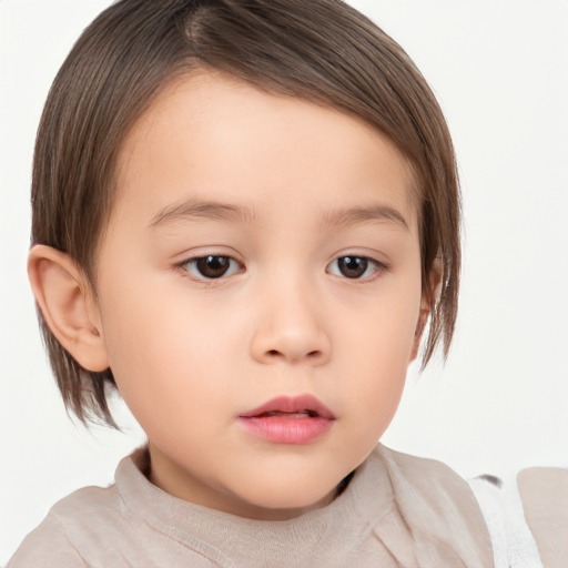 Neutral white child female with medium  brown hair and brown eyes