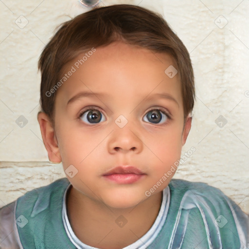 Neutral white child female with short  brown hair and brown eyes