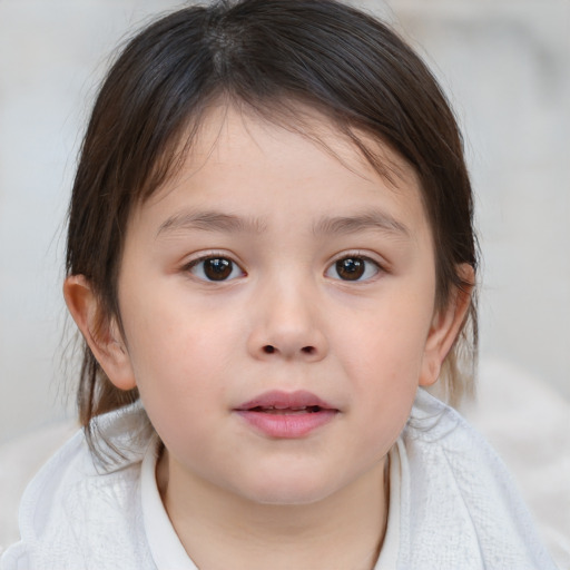 Neutral white child female with medium  brown hair and brown eyes