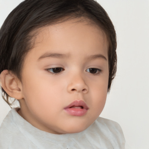 Neutral asian child female with medium  brown hair and brown eyes