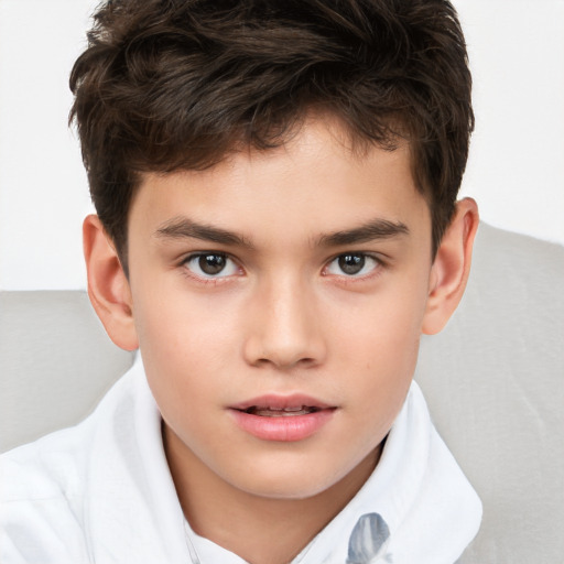 Neutral white child male with short  brown hair and brown eyes