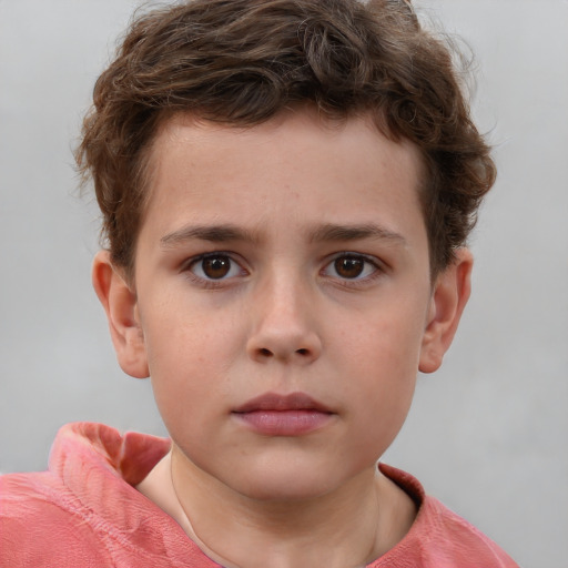 Neutral white child male with short  brown hair and brown eyes