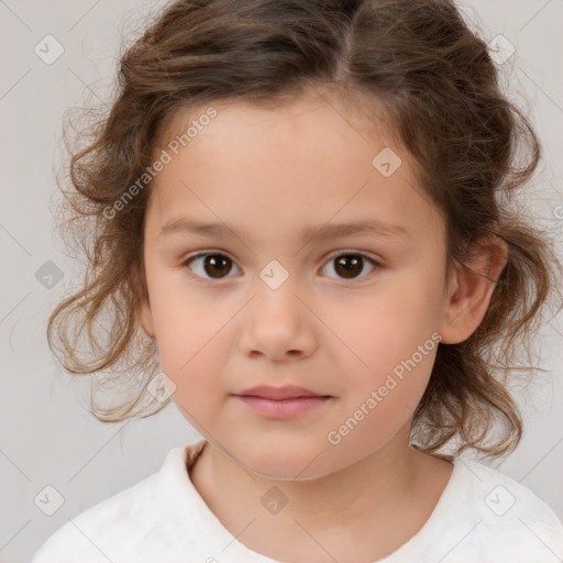 Neutral white child female with medium  brown hair and brown eyes