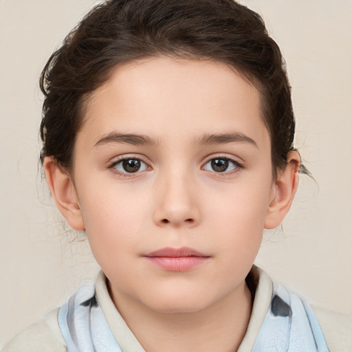 Neutral white child female with medium  brown hair and brown eyes